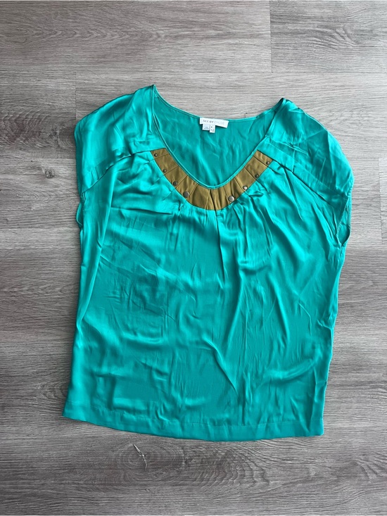 See By Chloe Tops - See by Chloé Teal V-Neck Blouse with Gold Accents